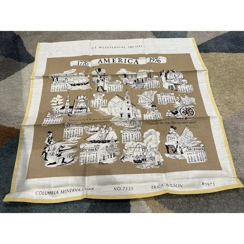 Vintage Erica Wilson Columbia-Minerva CREWEL Bicentennial Calendar Kit America